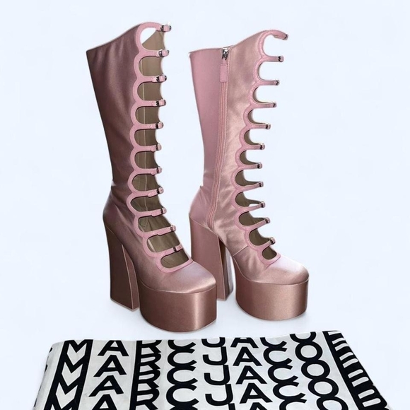 Satin Marc Jacobs Kiki Pink Platform Boots - Picture 5 of 7
